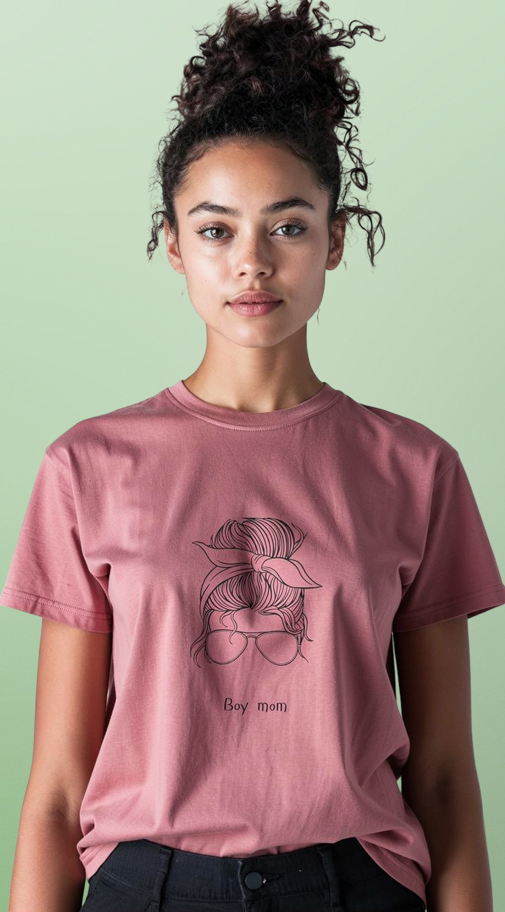 Mom Life Graphic Tee — "Busy Mom" Messy Bun Sunglasses T-Shirt (Back Text: "I’m a great mom I curse a lot but I’m a great f***ing mom")