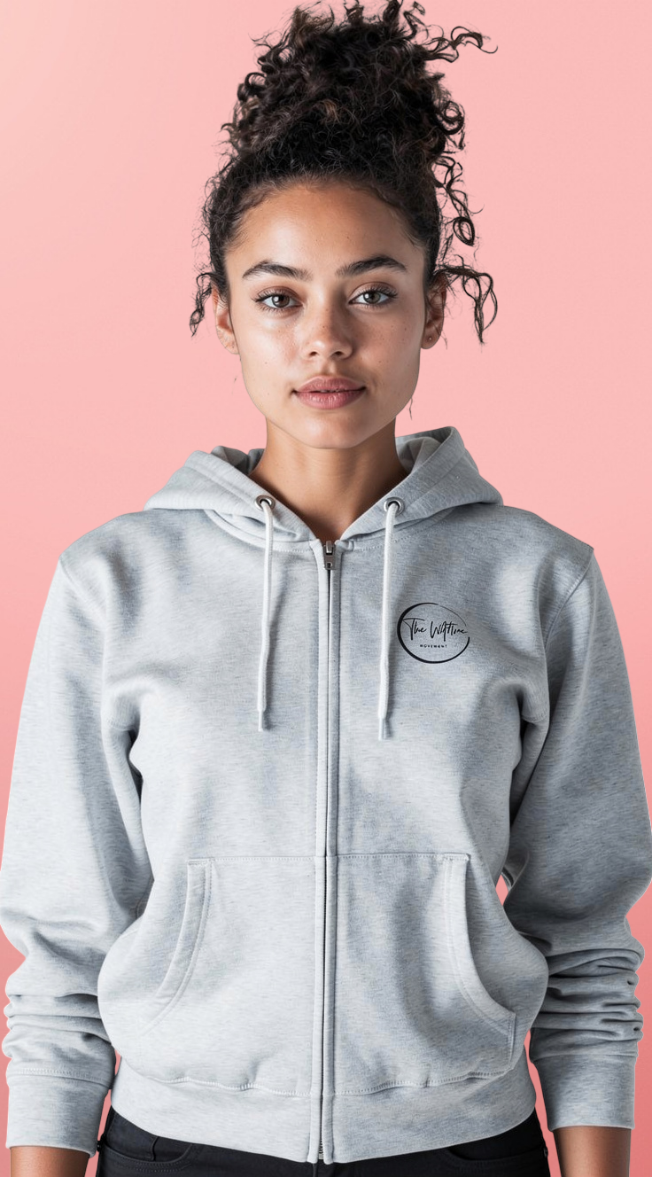 Minimal 'Be Kind' Zip Hoodie — Light Grey Casual Zip-Up