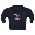 Groovy Mama Zip Hoodie — Retro Flower Graphic Zip-Up for Moms