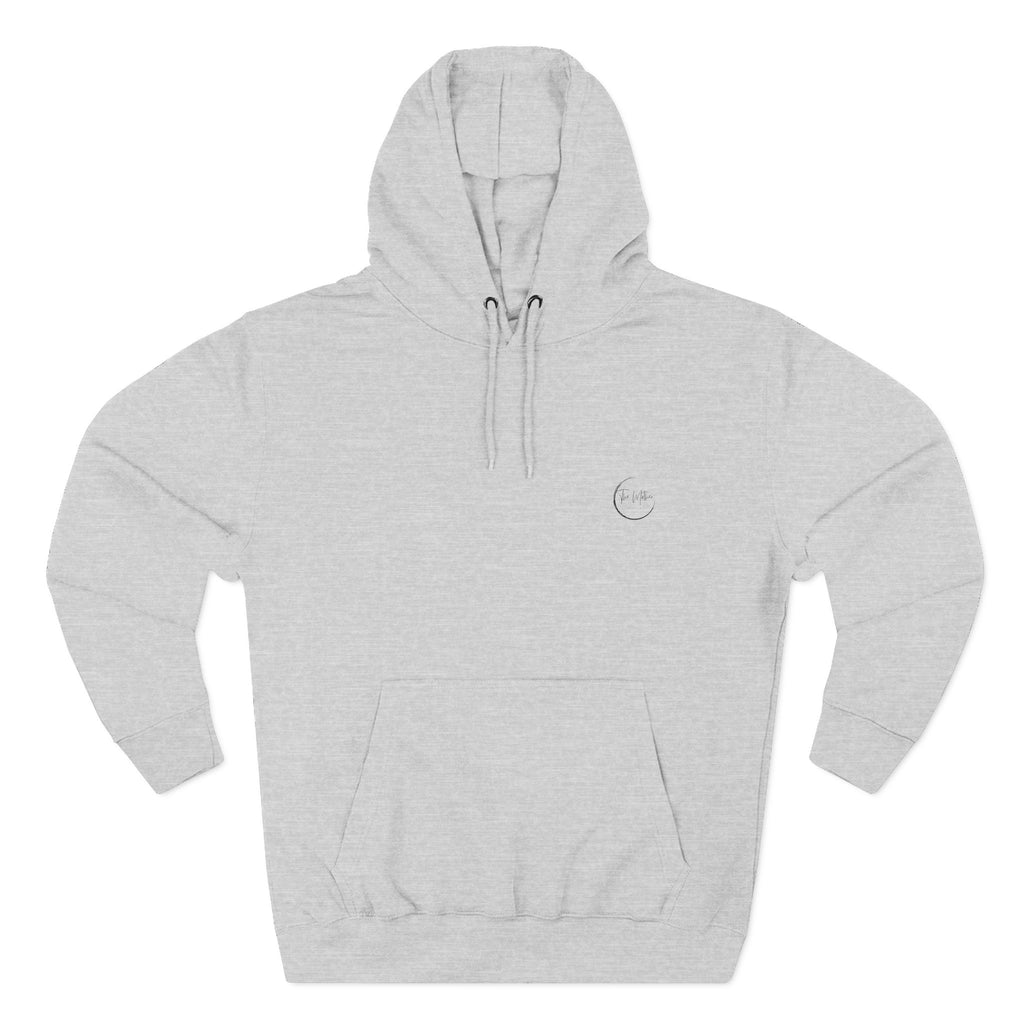 Minimal Embroidered Crescent Hoodie — Lightweight Fleece Pullover