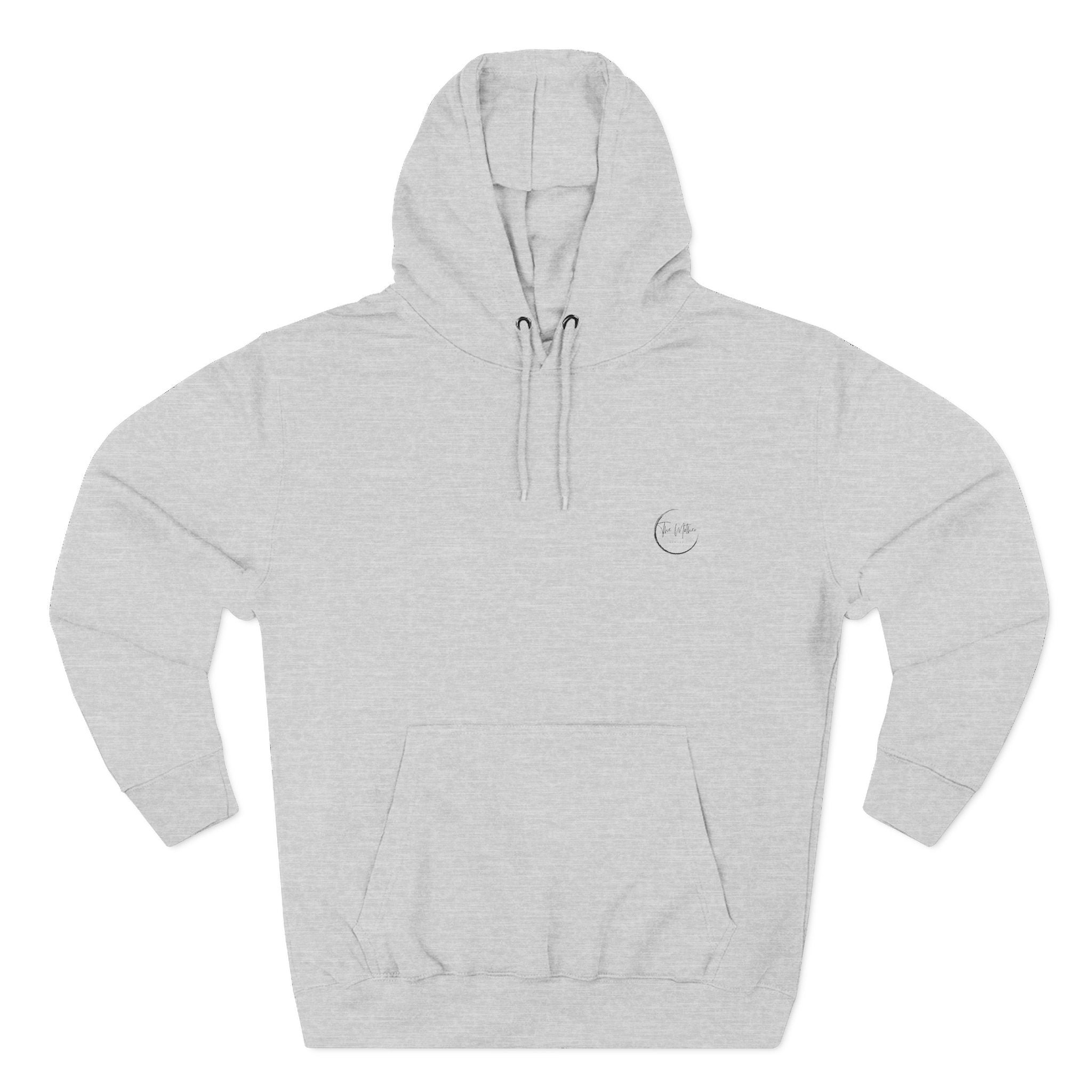 Minimal Embroidered Crescent Hoodie — Lightweight Fleece Pullover