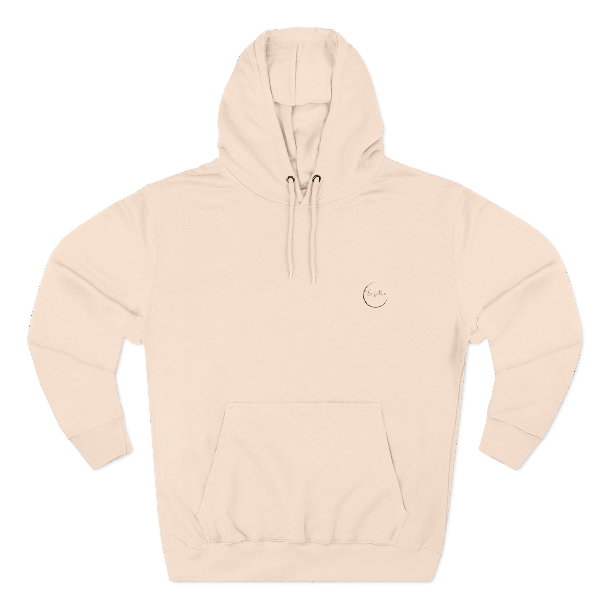 Minimal Embroidered Crescent Hoodie — Lightweight Fleece Pullover