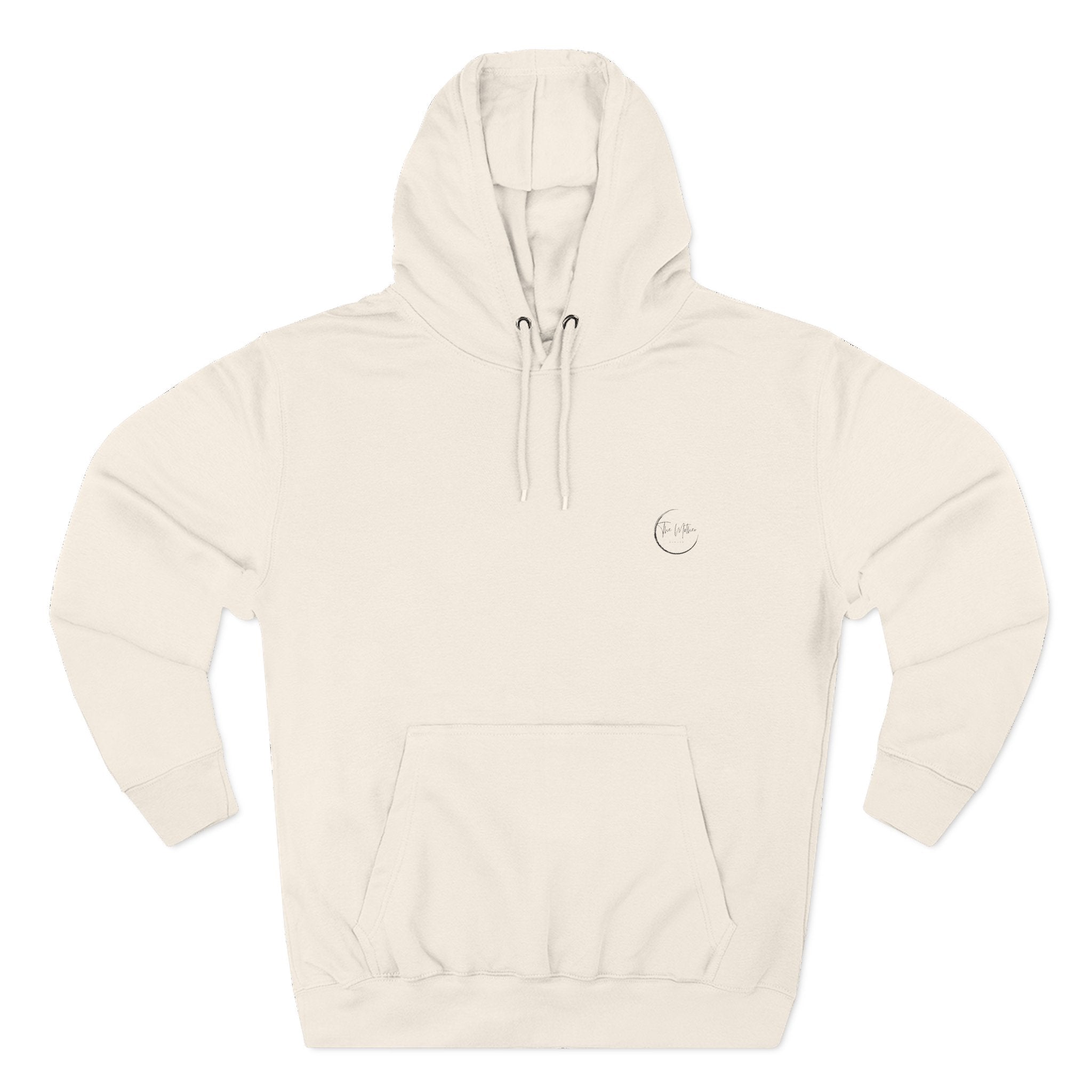 Minimal Embroidered Crescent Hoodie — Lightweight Fleece Pullover