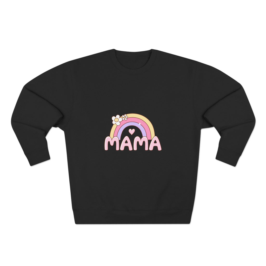 Mama Rainbow Crewneck Sweatshirt — Cute Pastel 'MAMA' Graphic
