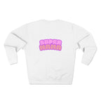 Crewneck Sweatshirt — Cute 'Super Mama' Pink Bubble Back Graphic