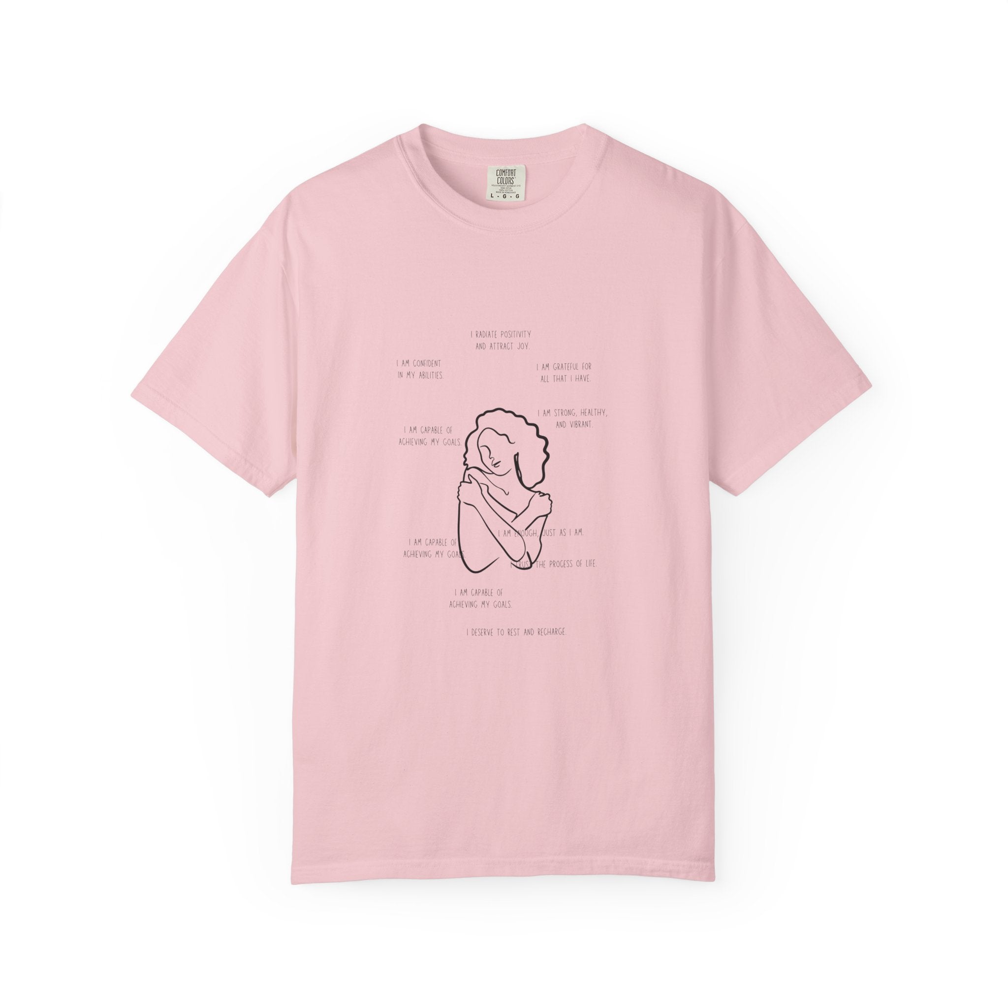 Minimal Line Art 'Hug Yourself' T-Shirt — Self-Love Illustration Tee