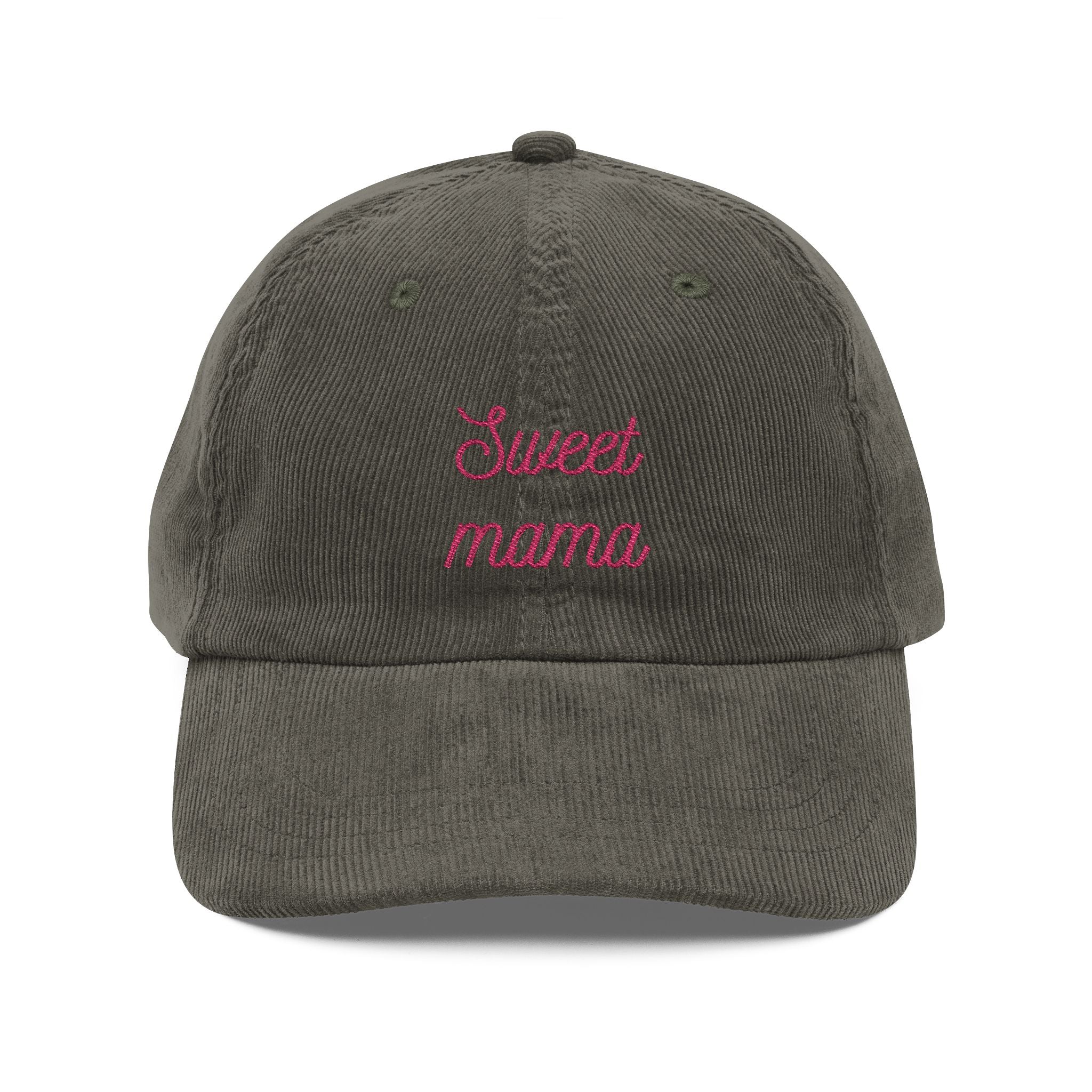 Sweet Mama Embroidered Corduroy Cap — Vintage Brown Mom Hat