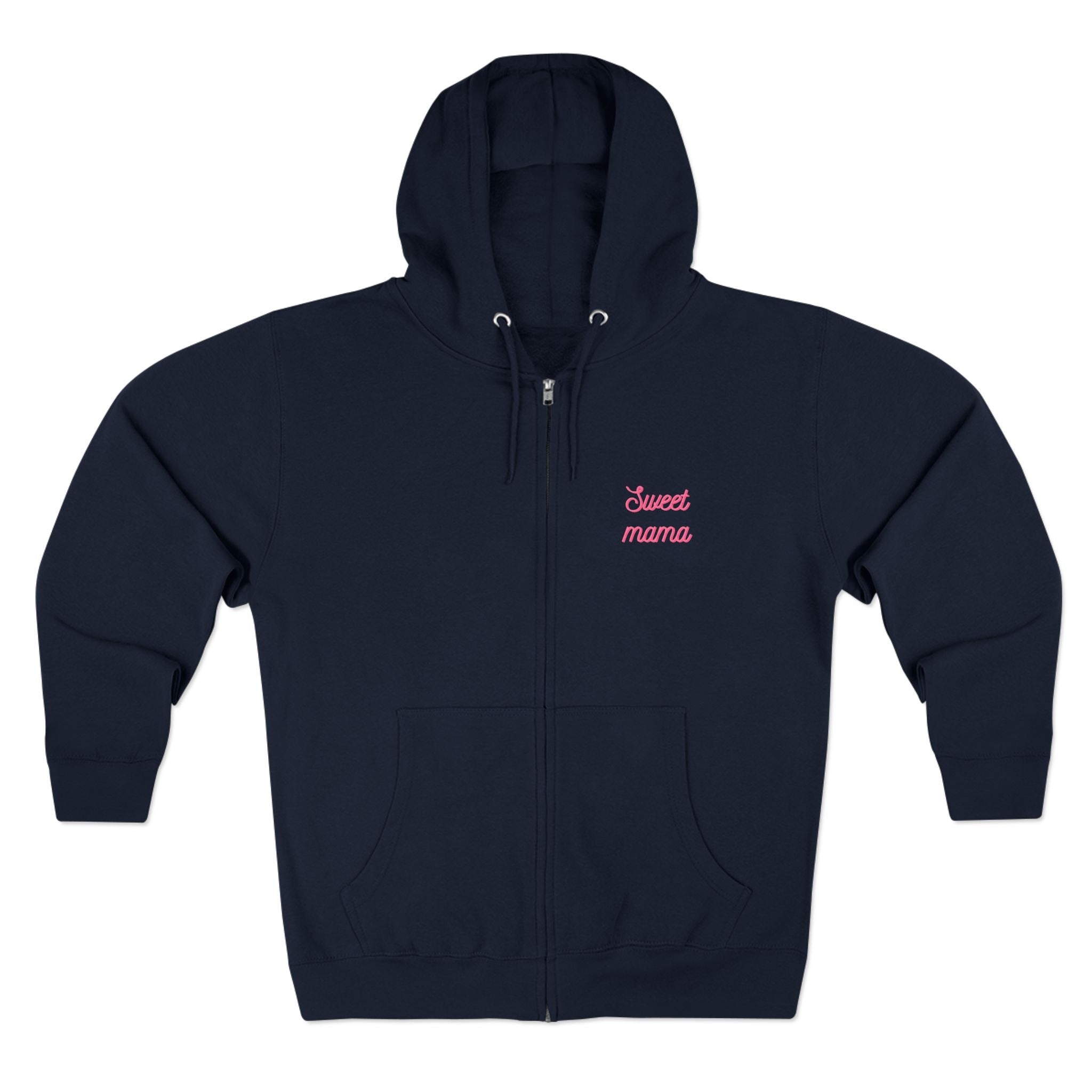 Mom / Super Mama Zip Hoodie — 'MOM' Front & 'SUPER MAMA' Back Cozy Zip-Up