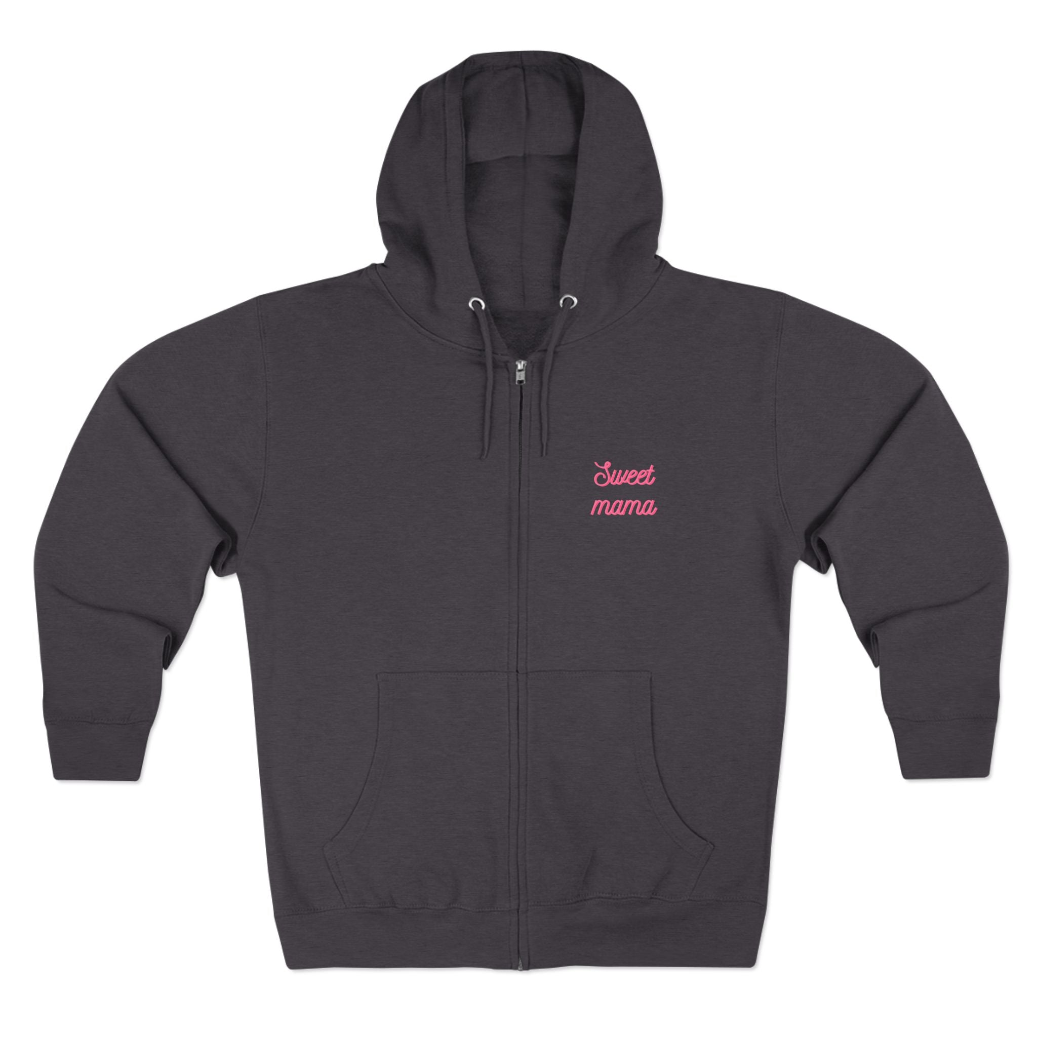 Mom / Super Mama Zip Hoodie — 'MOM' Front & 'SUPER MAMA' Back Cozy Zip-Up