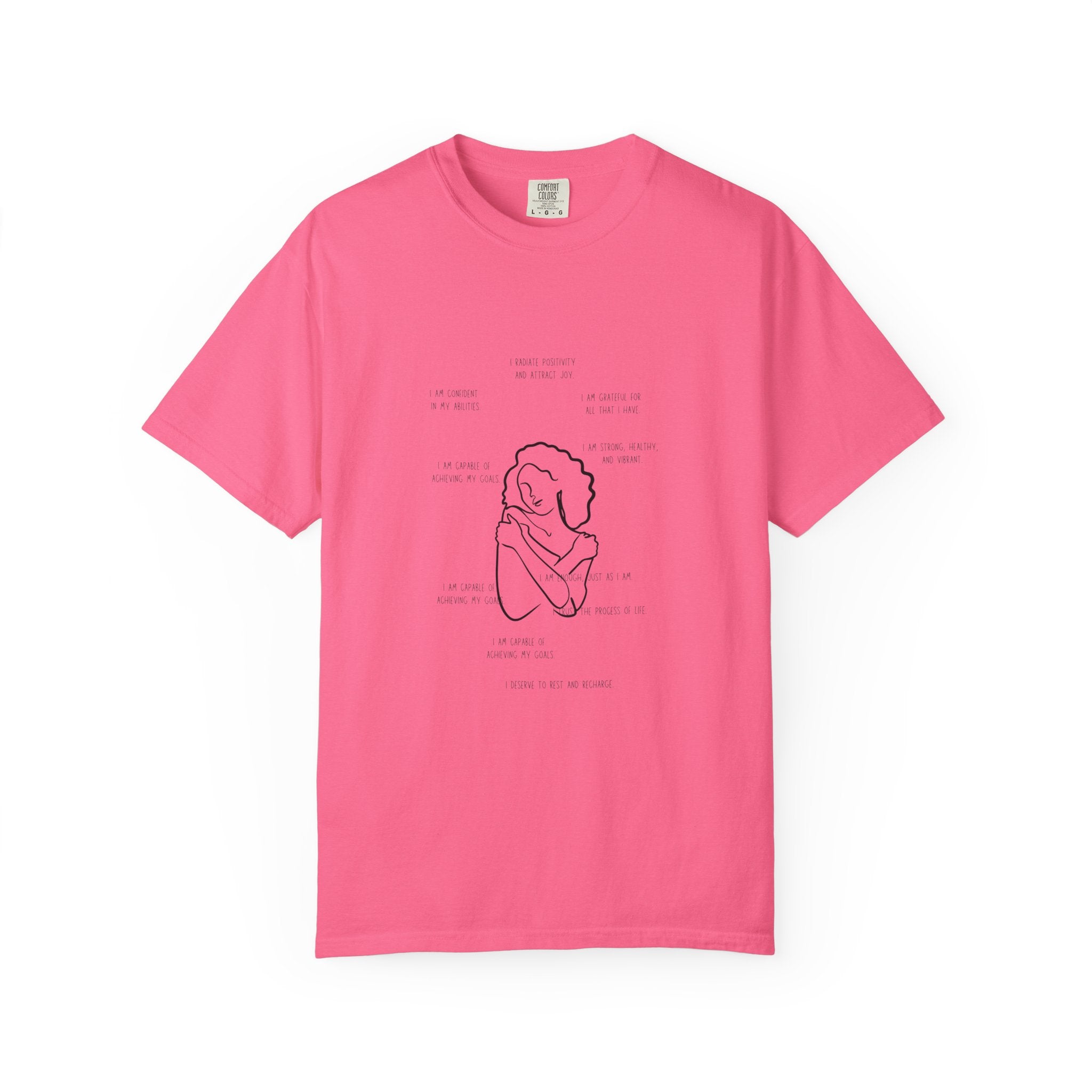 Minimal Line Art 'Hug Yourself' T-Shirt — Self-Love Illustration Tee