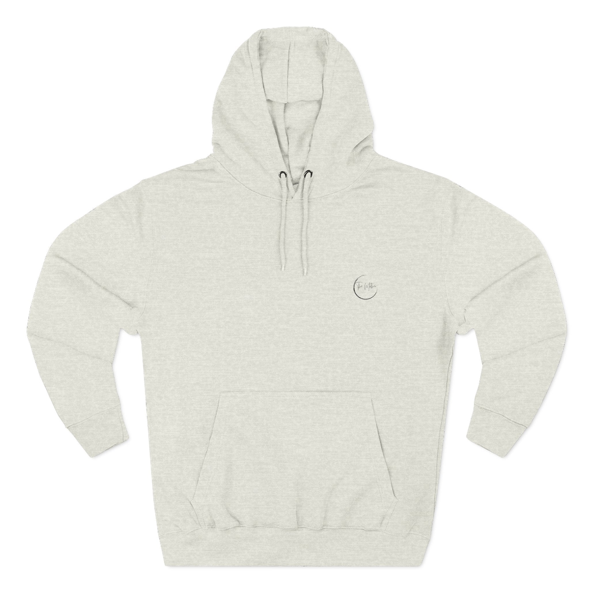 Minimal Embroidered Crescent Hoodie — Lightweight Fleece Pullover