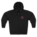 Mom / Super Mama Zip Hoodie — 'MOM' Front & 'SUPER MAMA' Back Cozy Zip-Up