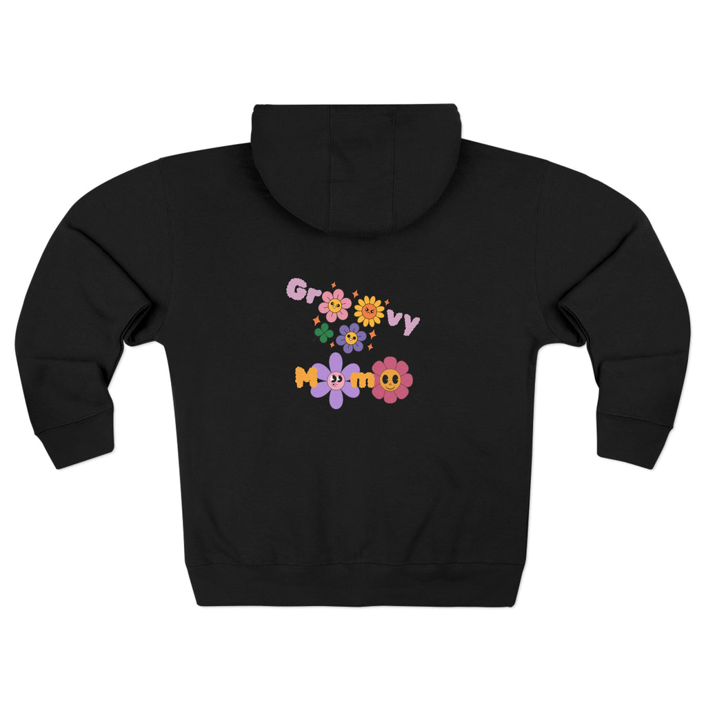 Groovy Mama Zip Hoodie — Retro Flower Graphic Zip-Up for Moms