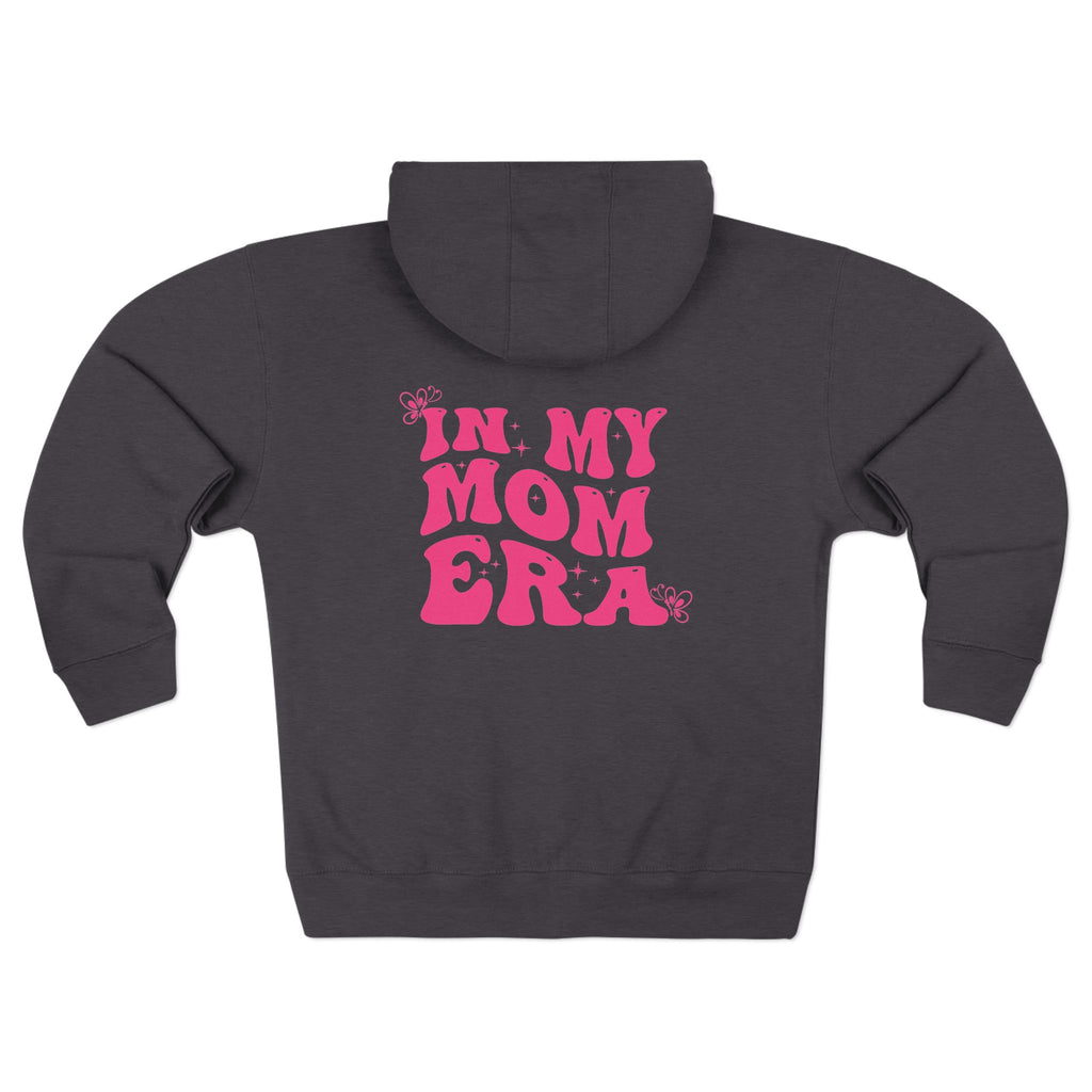 Mom Era Zip Hoodie — "In My Mom Era" Retro Pink Graphic Hoodie