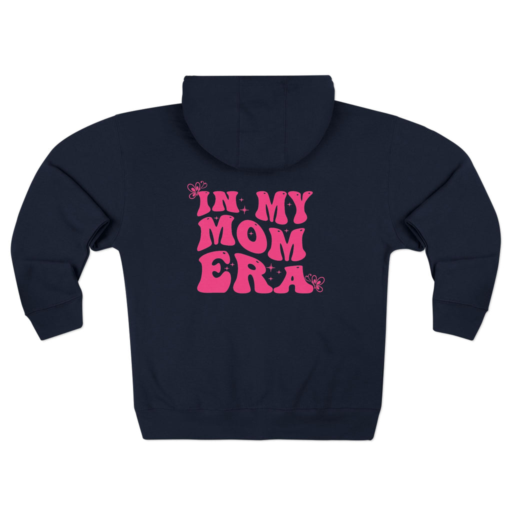 Mom Era Zip Hoodie — "In My Mom Era" Retro Pink Graphic Hoodie