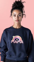 Mama Rainbow Crewneck Sweatshirt — Cute Pastel 'MAMA' Graphic