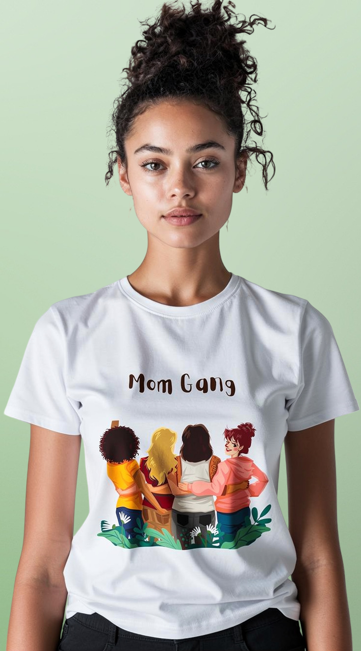 Mom Gang T-Shirt — Sisterhood Moms Graphic Tee (Front & Back Print)