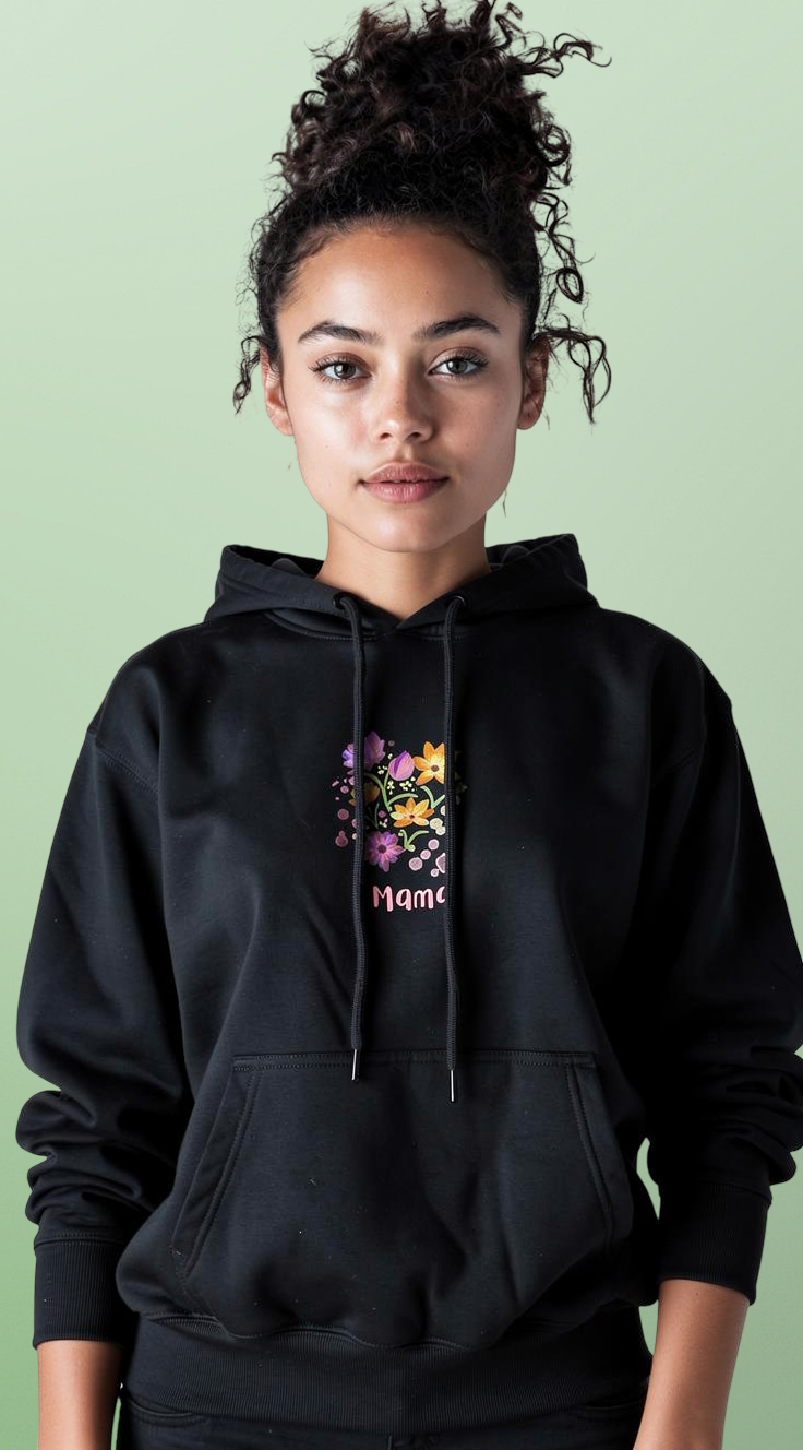 Mama Floral Hoodie — Soft Watercolor Flowers "Mama" Pullover