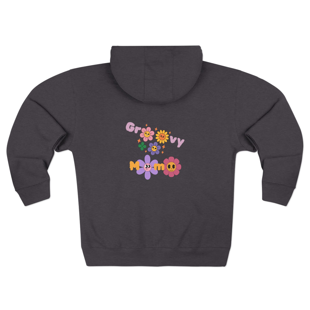 Groovy Mama Zip Hoodie — Retro Flower Graphic Zip-Up for Moms