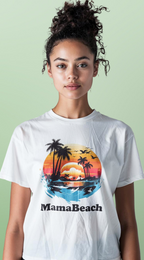 MamaBeach Sunset T-Shirt — Tropical Palm Beach Graphic Tee