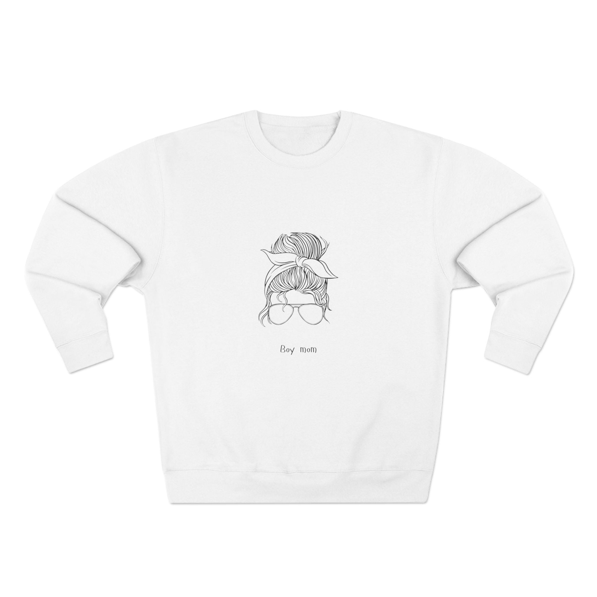 Messy Bun Mom Crewneck Sweatshirt — 'Busy Mom' Minimal Sketch