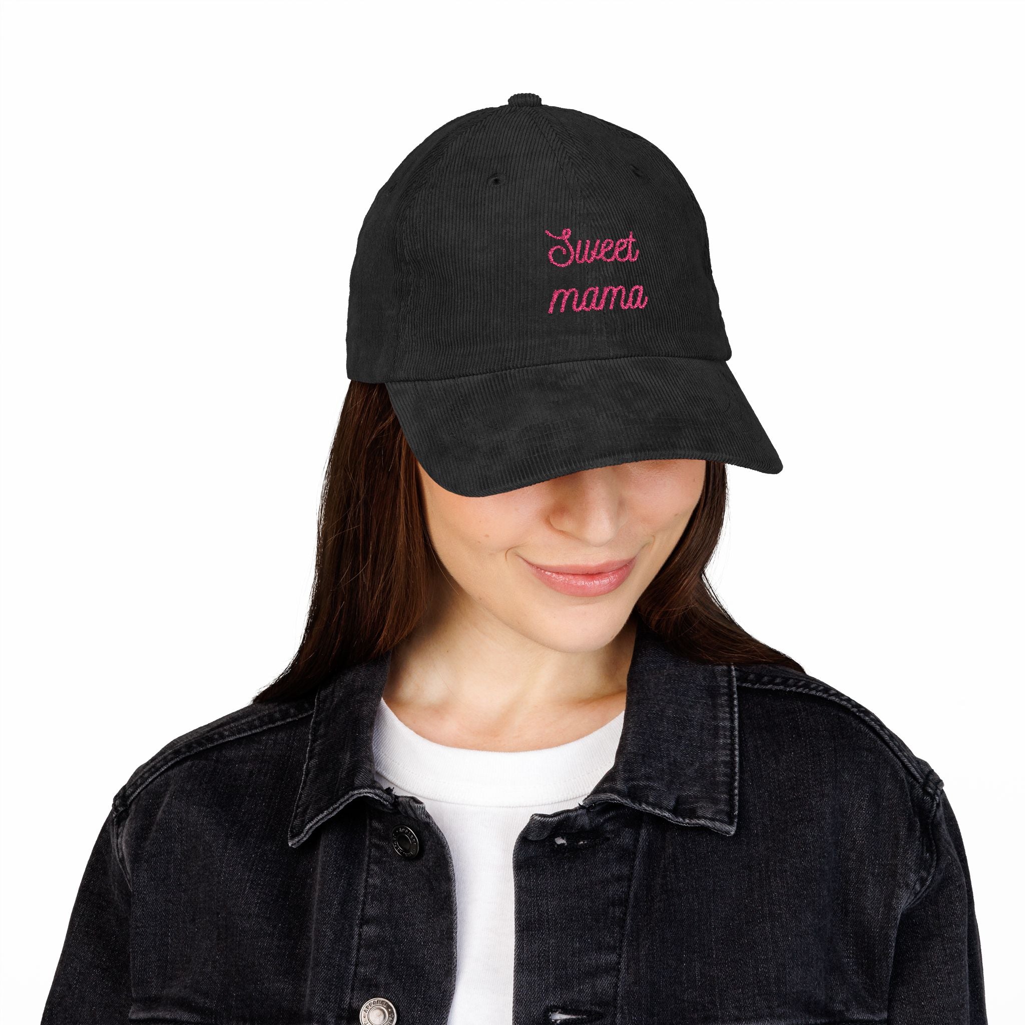 Sweet Mama Embroidered Corduroy Cap — Vintage Brown Mom Hat