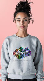Mama Leopard Heart Crewneck Sweatshirt — Colorful Floral Leopard Print for Moms