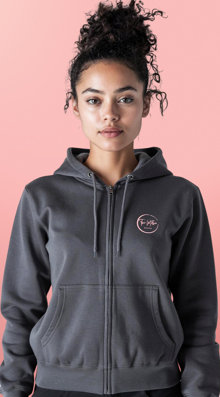 Minimal Compass Logo Zip Hoodie — Unisex Lightweight Full‑Zip Hoodie
