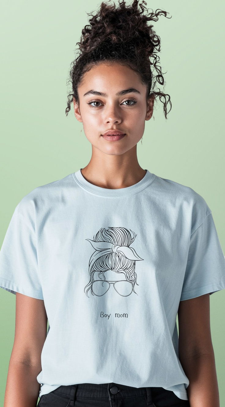 Mom Life Graphic Tee — "Busy Mom" Messy Bun Sunglasses T-Shirt (Back Text: "I’m a great mom I curse a lot but I’m a great f***ing mom")