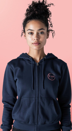 Minimal Compass Logo Zip Hoodie — Unisex Lightweight Full‑Zip Hoodie