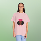 Her!! Black Girl Magic Graphic T‑Shirt — Afro Puff Hat Illustration