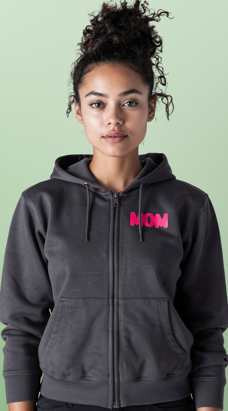 Mom Era Zip Hoodie — "In My Mom Era" Retro Pink Graphic Hoodie