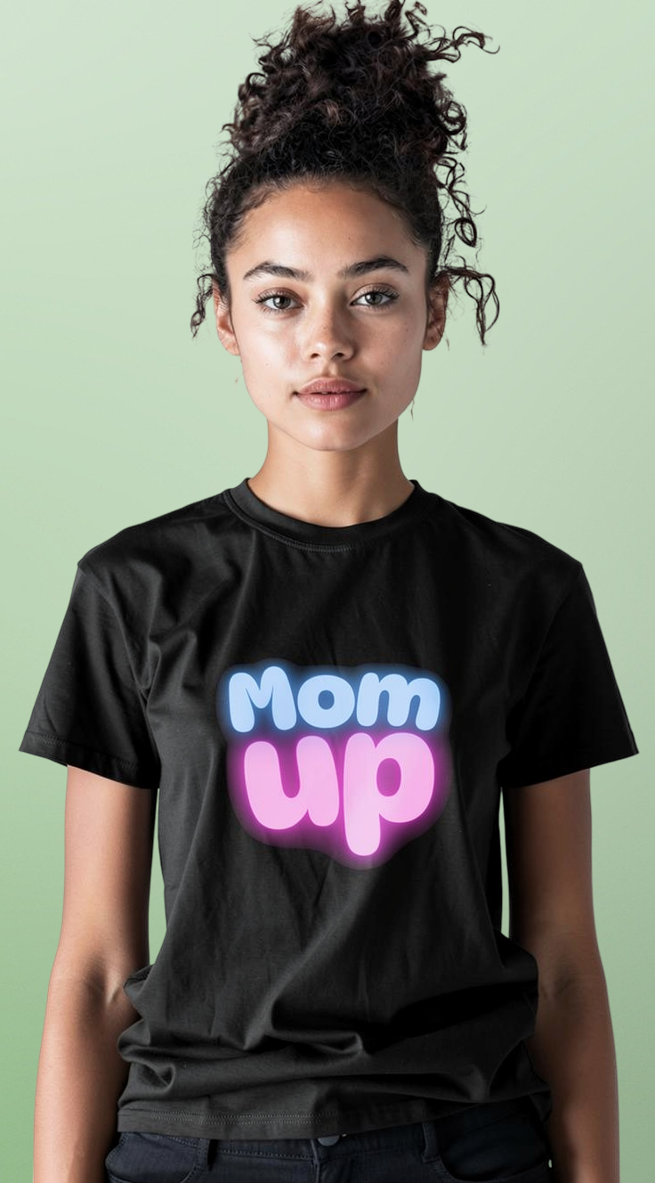 Mom Up T-Shirt — Cute as a Button Pastel Graphic Tee for Moms