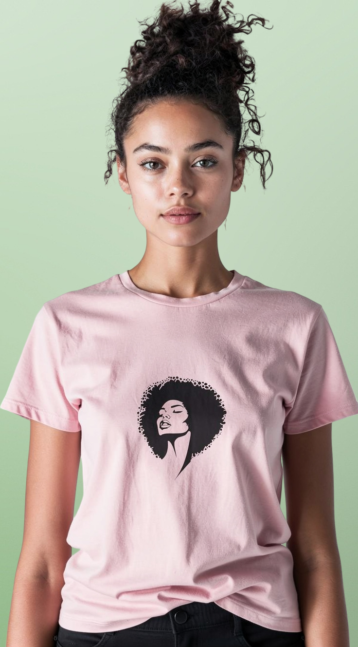 T-Shirt — Afro Silhouette Front & “Just Living My Best Life” Back Graphic